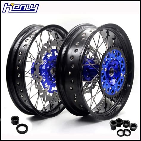 3.5/4.25 SUPERMOTO SPOKED WHEELS RIM SET FOR YAMAHA WR250F 2001 2018 ...