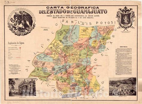 Buy Historic Pictoric : Guanajuato, Mexico 1919, Carta geografica del Estado de Guanajuato ...