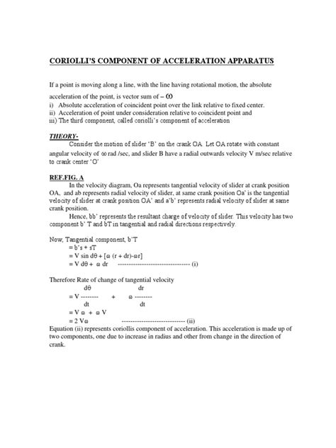 Coriolli's Component of Acceleration Apparatus | PDF | Acceleration ...