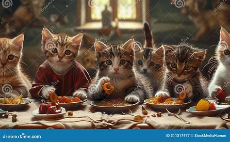 Cute Cat Eating Dinner Fine Dining Kitty Meme Funny Cats Adorable Pets ...