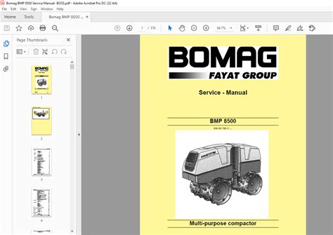 Bomag BMP 8500 Multi-purpose compactor Service Manual 00891577 - PDF DOWNLOAD - HeyDownloads ...