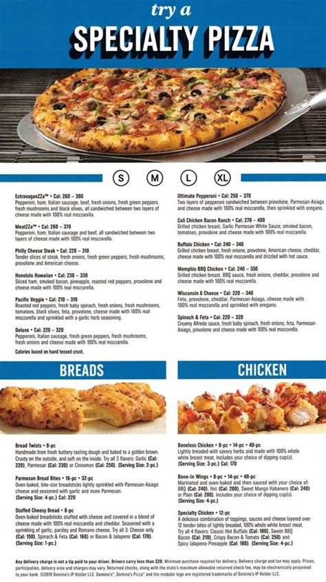 Domino’s Pizza menu – SLC menu