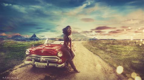 Vintage car Hot girl Wallpapers | HD Wallpapers | ID #23808