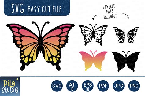 Layered Butterfly SVG Clipart Graphic by Pila Studio · Creative Fabrica