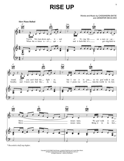 Andra Day "Rise Up" Sheet Music Notes | Download Printable PDF Score 171513