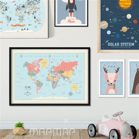 World Map PRINTABLE, Kids Room World Map, Large Educational Wall Map - Etsy