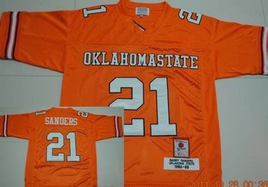 Oklahoma State Cowboys #21 Barry Sanders Orange Throwback Jersey on ...