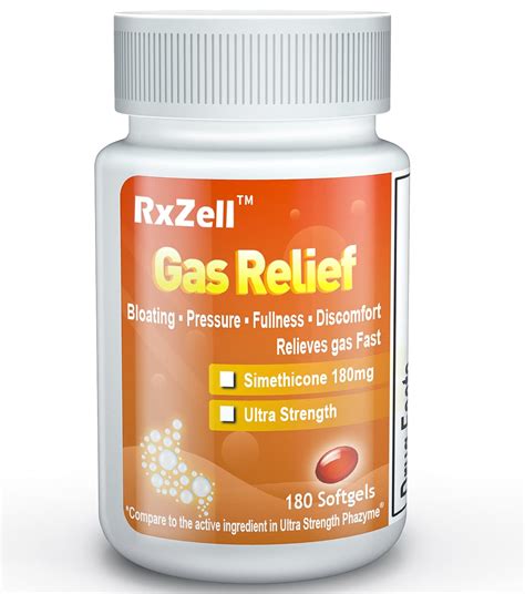 Buy RXZELL , Ultra Strength Simethicone 180mg, 180 Softgels - Anti Flatulence Relieves Fast ...