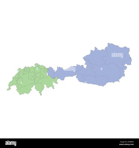 High quality political map of Austria and Switzerland with borders of the regions or provinces ...