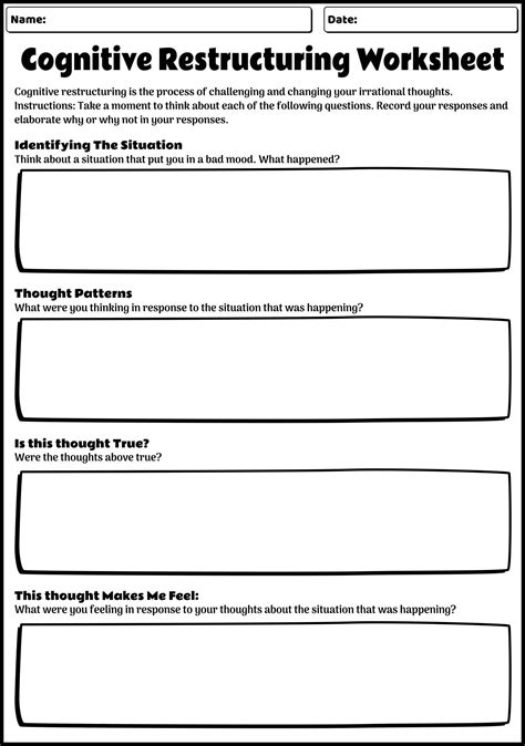 Cognitive Restructuring Worksheet in 2024 | Cognitive therapy, Therapy worksheets, Cognitive ...