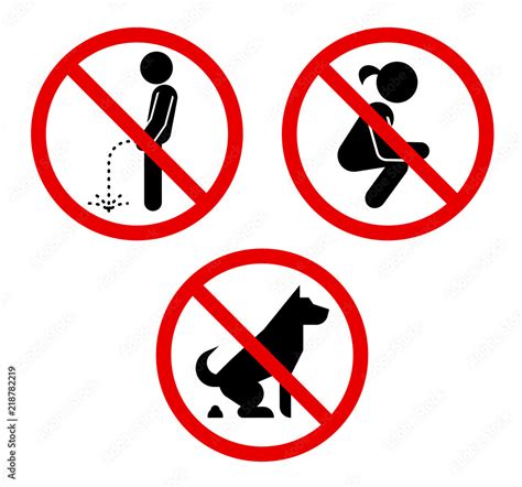 No pee sign. No Poop Sign. Set of prohibition signs. Signs of restriction. No dog poop sign ...