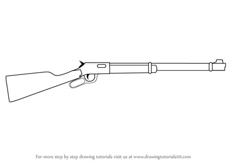 Learn How to Draw a Winchester Rifle (Rifles) Step by Step : Drawing Tutorials