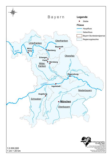 Bayern Karte Flüsse Regierungsbezirke - Debra Warner