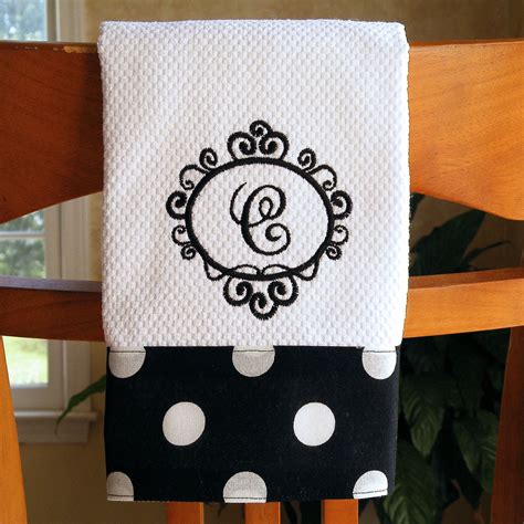 Monogrammed Kitchen Towel Personalized Dish Towel Black With - Etsy ...