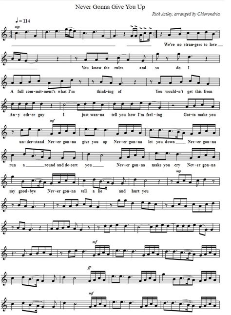 Never Gonna Give You Up Easy Sheet Music And Piano Letter Notes - Irish folk songs