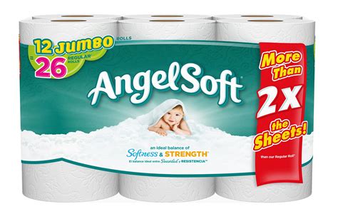 Angel Soft Toilet Paper, 12 Jumbo Rolls, Bath Tissue, White - Walmart.com