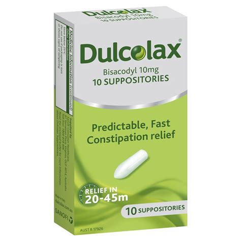 Dulcolax Suppository 10mg Adult 10 Pack - My Chemist