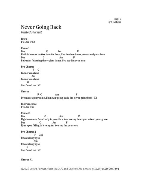 Never Going Back Chords | PDF | Song Structure | Songs