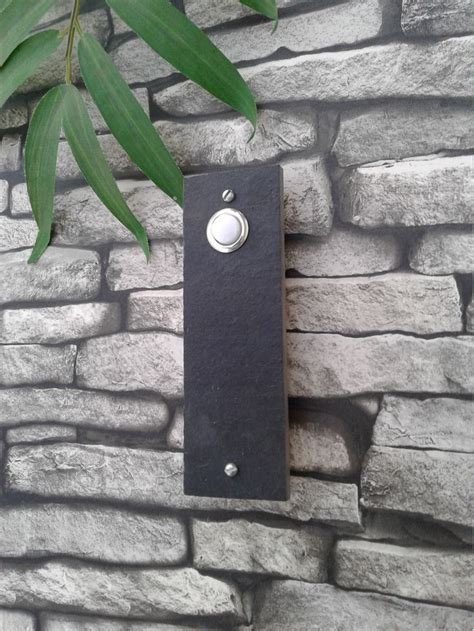 Modern Doorbell, Mid Century Modern, Contemporary ,Natural Slate, Lighted Chime | Modern ...