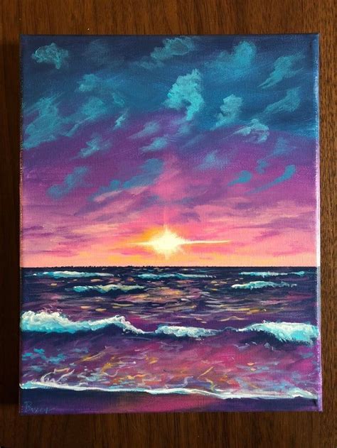 Puesta del sol d pintura de acrílico 8x10 | Etsy | Sunset painting ...