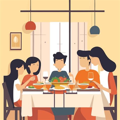 Premium Vector | A family eating together