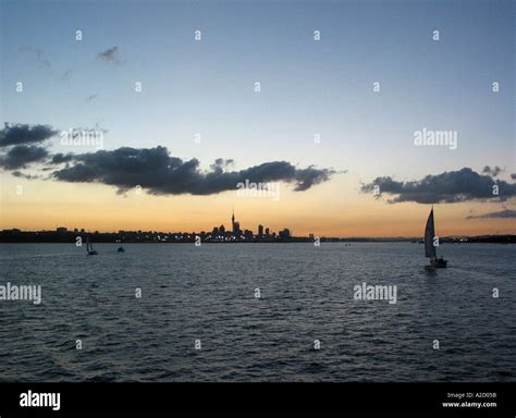 Auckland city in sunset Stock Photo - Alamy