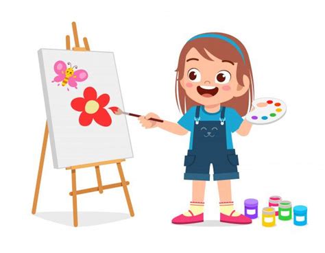 Happy Cute Little Kid Girl Draw On Canvas | Drawing for kids, Girl drawing, Kids art projects