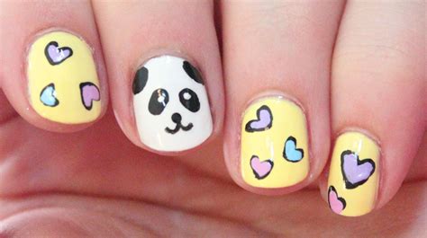 How to paint cute Panda Nail Art DIY tutorial step by step instructions ...