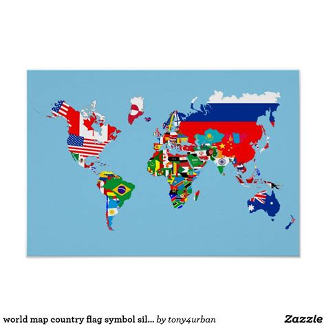 world map country flag symbol silhouette poster | Zazzle | Ap human ...