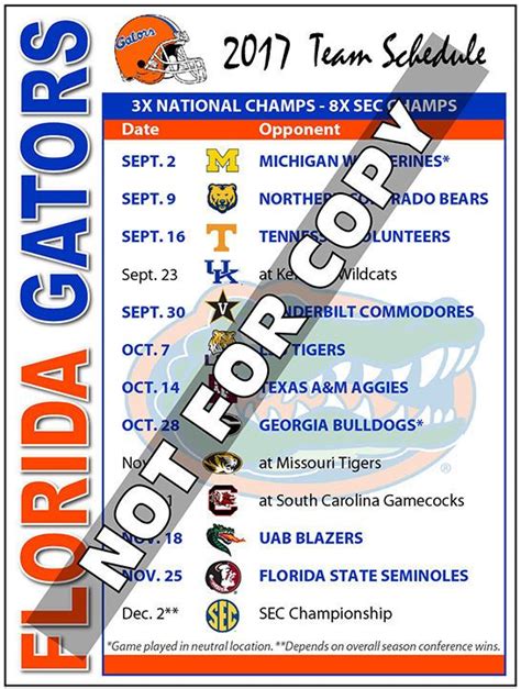 2018 Florida Gators Football Schedule Magnet - (High Quality Magnet) #Magnet | Gator football ...