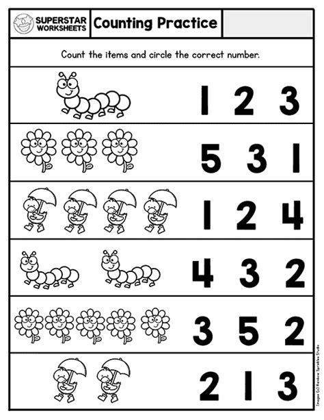 Kindergarten Counting Worksheets - Superstar Worksheets