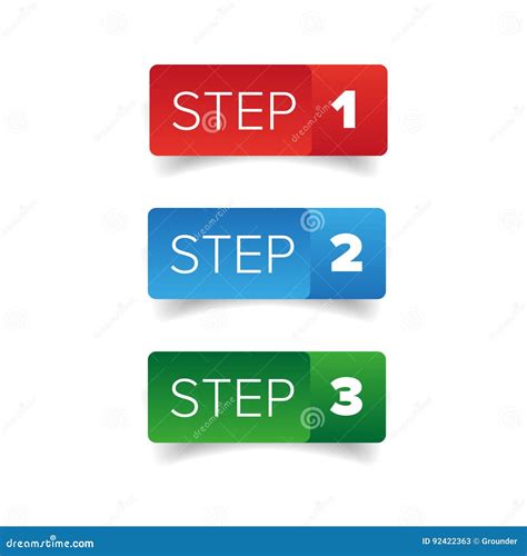 Step One Two Three button stock vector. Illustration of process - 92422363