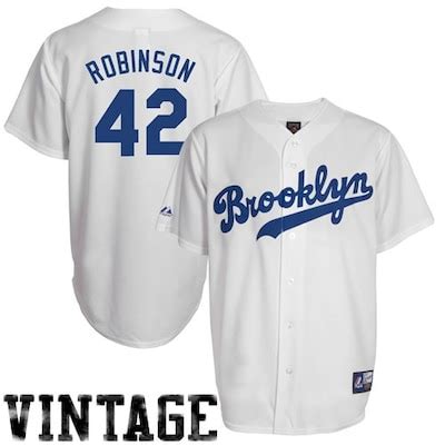 Jackie Robinson Brooklyn Dodgers #42 Majestic Cooperstown Collection Throwback Jersey - White ...