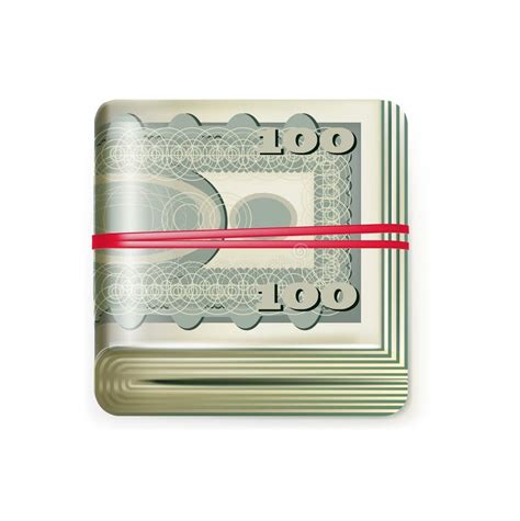 Single Money Stack Folded with Rubber Band Isolated Stock Vector - Illustration of payment ...