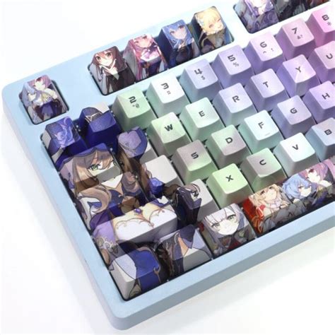 Gensin Impact Anime Keycaps 108 Keys Anime PBT Five-sided Sublimation ...