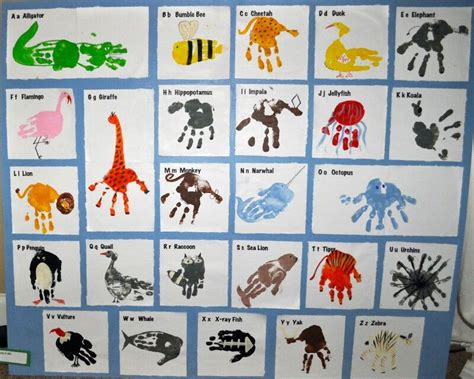 Hand alphabet art | Handprint art, Handprint crafts, Preschool art