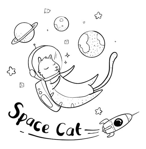 Premium Vector | Astronaut cat drawing