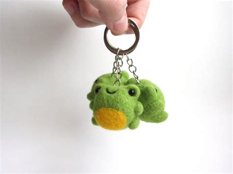 Little Cute Kawaii Frog keychain Needle Felted Frog Keyring. | Etsy