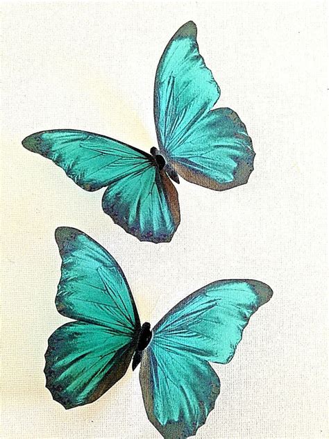 4 Stunning in Flight Teal Blue Butterflies 3D Butterfly Wall | Etsy