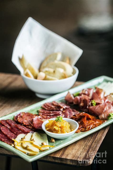 Spanish Smoked Meats Ham And Cheese Platter Starter Dish Photograph by ...