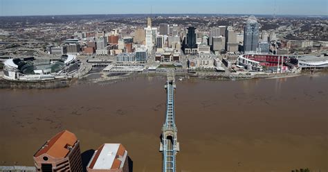 Aerial photos of the flooded Ohio River around Cincinnati