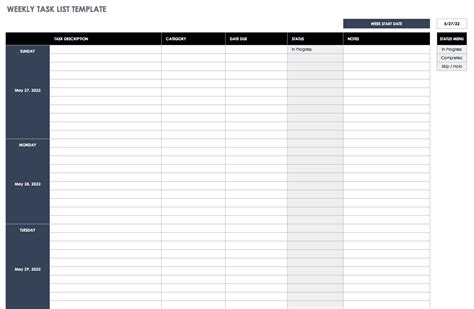 Weekly Task List Template Excel ~ Excel Templates