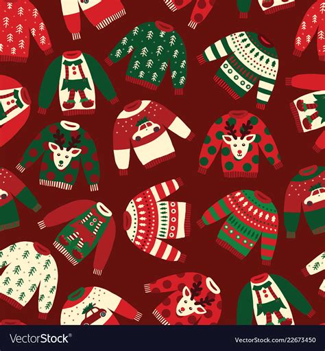 Seamless ugly christmas sweaters pattern Vector Image