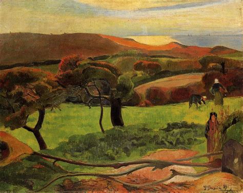 Breton Landscape Fields by the Sea - Gauguin - oil painting reproduction - China Oil Painting ...