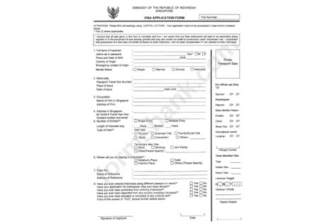 indonesia tourist visa application form download