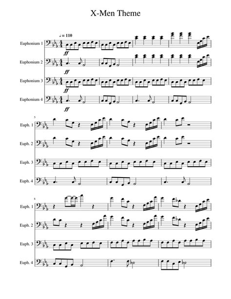 X-Men Theme Sheet music for Euphonium (Mixed Quartet) | Musescore.com