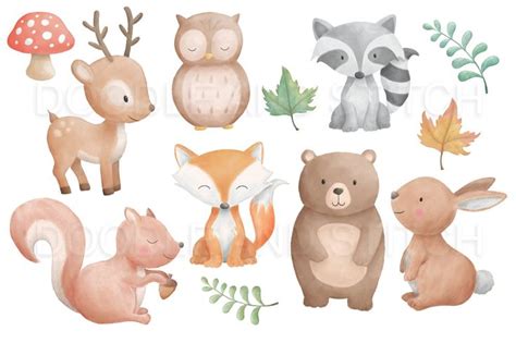 Woodland Animal Watercolor Designs for Cards and Prints