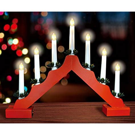 Christmas Concepts Christmas Red Wooden Candle Bridge With Warm White ...