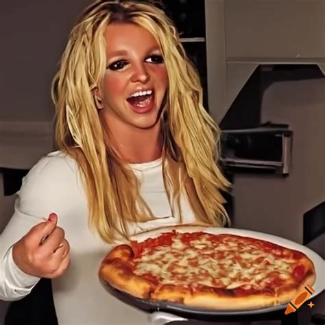 Britney spears serving pizza