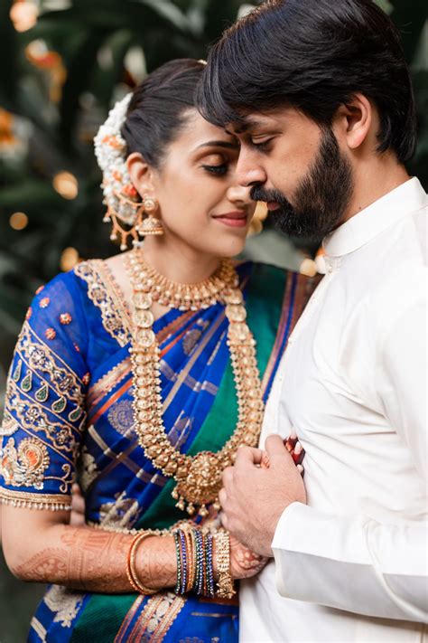 Intimate Tamil Wedding With The Bride In An Electric Blue Silk Saree ...